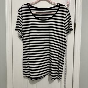 Norma kamali Cotton Basic Black White Stripe Short Sleeve T Shirt Womens SZ XXL